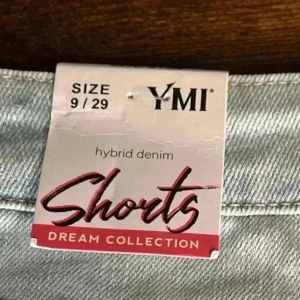 YMI Dream Distressed Button Fly Hybrid Denim Short in Celeste Blue. Size 9. NWT! - Picture 13 of 16